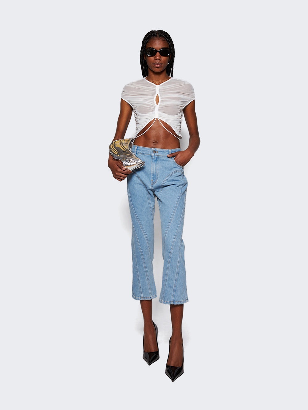 Mugler Light Blue Capris NWT